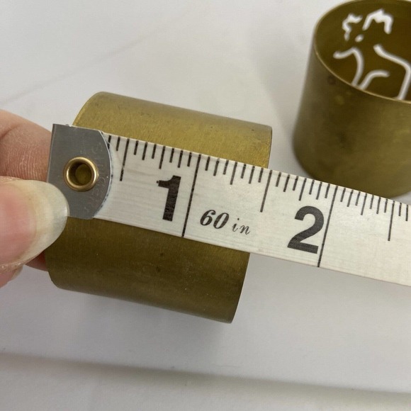 Moose Elk Napkin Rings Set of 4 Brass ? Gold Thin Cabin Weighty Cutout 1.75" EUC - Picture 6 of 6
